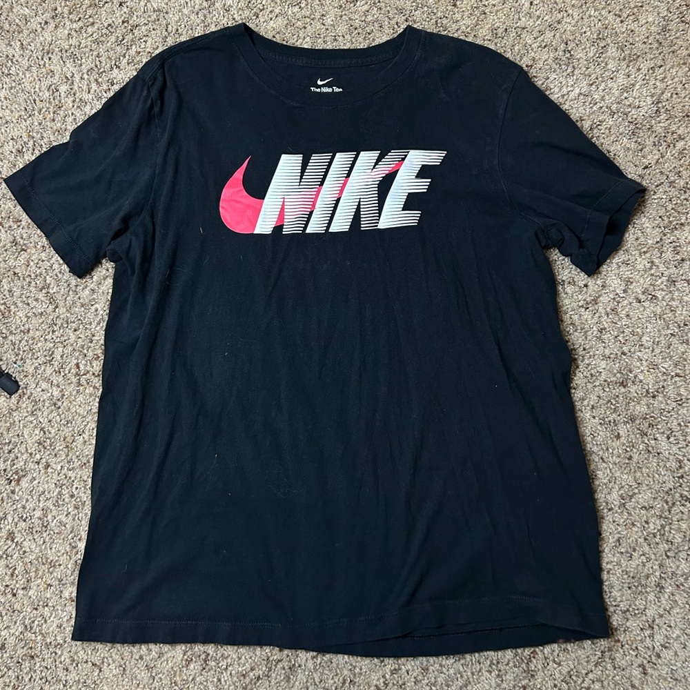 Nike Men's Black Tee with Red Logo